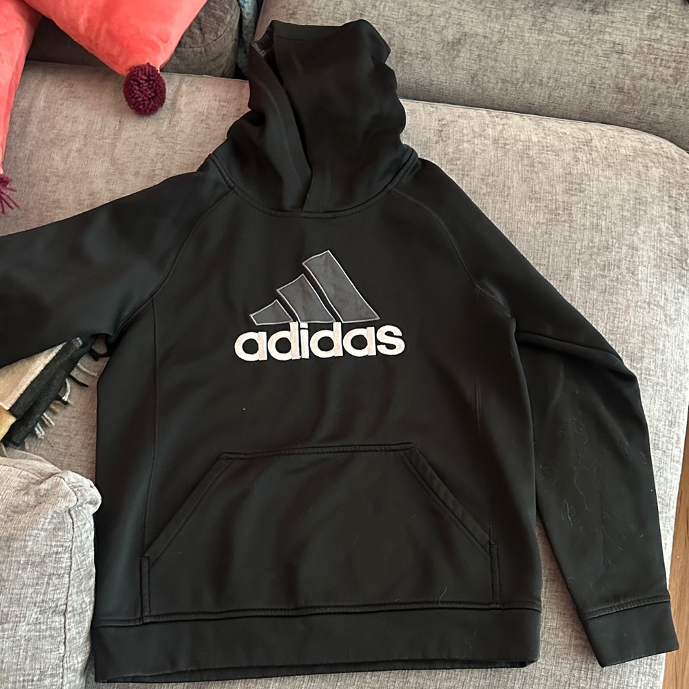 Adidas Black and Gray Logo Hoodie